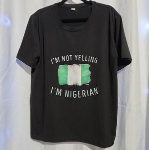 Men's Black Graphic Tee with Nigerian Flag Print